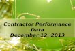 Contractor Performance Data December 12, 2013 DOW RESTRICTED