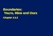 Boundaries: Yours, Mine and Ours Chapter 4.2.2. Boundaries Overview Boundaries are lines not to be crossed without permission. Role boundaries are negotiated