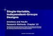 Copyright © Allyn & Bacon (2010) Single-Variable, Independent-Groups Designs Graziano and Raulin Research Methods: Chapter 10 This multimedia product and