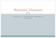 MODULE 5: FINANCIAL SERVICES REVIEW Personal Finance