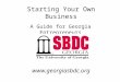 Starting Your Own Business A Guide for Georgia Entrepreneurs 