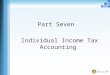 Part Seven Individual Income Tax Accounting. What is Individual Income Tax? The marginal tax rate is the tax rate applied to each additional dollar of
