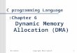 ספטמבר 04Copyright Meir Kalech1 C programming Language Chapter 6: Dynamic Memory Allocation (DMA)
