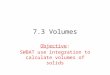 7.3 Volumes Objective: SWBAT use integration to calculate volumes of solids