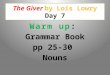 The Giver by Lois Lowry Day 7 We will review the study questions for chapters 14-15. Get out your notebooks and study questions