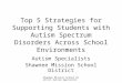 Shawnee Mission School District Autism Specialist Top 5 Strategies for Supporting Students with Autism Spectrum Disorders Across School Environments Autism