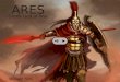 ARES Greek God of War William Kirk. Ares was usually pictured as a handsome, bearded warrior in battle armor with a helmet and bronze-tipped spear. His