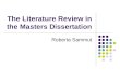 The Literature Review in the Masters Dissertation Roberta Sammut