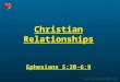 Christian Relationships Ephesians 5:20-6:9 