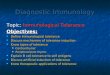 Diagnostic Immunology Topic: Immunological Tolerance Objectives: Define Immunological tolerance Define Immunological tolerance Discuss mechanism of tolerance