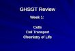 GHSGT Review Week 1: Cells Cell Transport Chemistry of LIfe