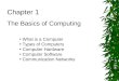 Chapter 1 The Basics of Computing What is a Computer Types of Computers Computer Hardware Computer Software Communication Networks