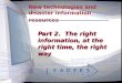 New technologies and disaster information resources Part 2. The right information, at the right time, the right way