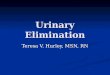 Urinary Elimination Teresa V. Hurley, MSN, RN. Urinary System Kidneys filter nitrogen, metabolic wastes, excess ions and water Kidneys filter nitrogen,