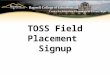 TOSS Field Placement Signup. Necessary Paperwork: Criminal History Background Check Personal Affirmation Form Liability Insurance Form Charge to Card