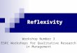 Reflexivity Workshop Number 3 ESRC Workshops for Qualitative Research in Management