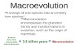 Macroevolution A change of one species into an entirely new species! **Macroevolution encompasses the grandest trends and transformations in evolution,