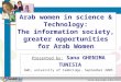 Arab women in science & Technology: The information society, greater opportunities for Arab Women Presented by: Sana GHENIMA TUNISIA AWO, university of