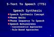 1 5-Text To Speech (TTS) Speech Synthesis Speech Synthesis Concept Phone Units Phone Sequence To Speech Speech Naturalness â€“Concatenative Approaches â€“Rule-Based