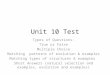 Unit 10 Test Types of Questions: True or False Multiple Choice Matching patterns of evolution & examples Matching types of structures & examples Short