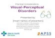Practical Considerations- Visual-Perceptual Disorders Presented by [Insert names of presenters] Information contained in this presentation was produced
