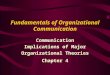 Fundamentals of Organizational Communication Communication Implications of Major Organizational Theories Chapter 4