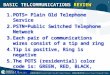 1 1.POTS= Plain Old Telephone Service 2.PSTN=Public Switched Telephone Network 3.Each pair of communications wires consist of a tip and ring 4.Tip is positive,