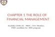 CHAPTER 1 THE ROLE OF FINANCIAL MANAGEMENT Zoubida SAMLAL - MBA, CFA Member, PHD candidate for HBS program