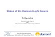 Status of the Diamond Light Source ESLS XXII Workshop Grenoble, 25 November 2014 R. Bartolini Diamond Light Source and John Adams Institute, University