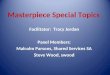 Masterpiece Special Topics Facilitator: Tracy Jordan Panel Members: Malcolm Parsons, Shared Services SA Steve Wood, swood