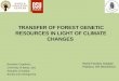 TRANSFER OF FOREST GENETIC RESOURCES IN LIGHT OF CLIMATE CHANGES Branislav Cvjetkovic University of Banja Luka Republic of Srpska, Bosnia and Herzegovina