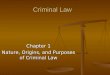 Criminal Law Chapter 1 Nature, Origins, and Purposes of Criminal Law