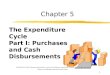 1 Chapter 5 The Expenditure Cycle Part I: Purchases and Cash Disbursements COPYRIGHT © 2007 Thomson South-Western, a part of The Thomson Corporation. Thomson,