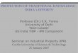 1 PROTECTION OF TRADITIONAL KNOWLEDGE : INDIA’s EFFORTS Professor (Dr.) S.K. Verma University of Delhi Team Leader EU-India TIDP – IPR Component Seminar