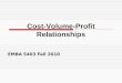 EMBA 5403 Fall 2010 Cost-Volume-Profit Relationships