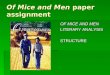 Of Mice and Men paper assignment OF MICE AND MEN LITERARY ANALYSIS STRUCTURE