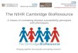 The NIHR Cambridge BioResource A means of correlating disease susceptibility genotypes with phenotypes Bringing together local people and leading research