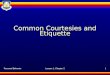 Personal BehaviorLesson 1, Chapter 21 Common Courtesies and Etiquette