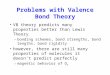 1 Problems with Valence Bond Theory VB theory predicts many properties better than Lewis Theory –bonding schemes, bond strengths, bond lengths, bond rigidity