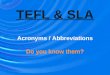 TEFL & SLA Acronyms / Abbreviations Do you know them?