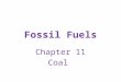 Fossil Fuels Chapter 11 Coal. FOSSIL FUELS 85% of the world’s com 85% of the world’s commercial energy mercial energy COAL OILNANANNATURAL GAS FOSSIL