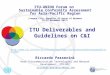 ITU Deliverables and Guidelines on C&I Riccardo Passerini Head Telecommunication Technologies and Network Development, ITU-BDT riccardo.passerini@itu.int