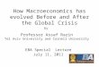 1 How Macroeconomics has evolved Before and After the Global Crisis by Professor Assaf Razin Tel Aviv University and Cornell University EBA Special Lecture