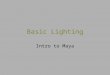 Basic Lighting Intro to Maya. Types of Lights Ambient Light Direction Lights Spot Lights Point Lights Advanced: Area Light Advanced: Volume Lights