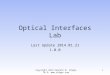 Optical Interfaces Lab Last Update 2014.01.21 1.0.0 Copyright 2014 Kenneth M. Chipps Ph.D.  1