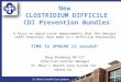 New CLOSTRIDIUM DIFFICILE CDI Prevention Bundles A focus on rapid cycle improvements that the Georgia LEAPT hospitals have made in C-difficile Prevention,