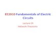 EE2010 Fundamentals of Electric Circuits Lecture 09 Network Theorems