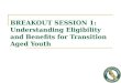 BREAKOUT SESSION 1: Understanding Eligibility and Benefits for Transition Aged Youth