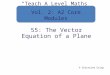 55: The Vector Equation of a Plane © Christine Crisp “Teach A Level Maths” Vol. 2: A2 Core Modules