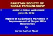 PAKISTAN SOCIETY OF SUGAR TECHNOLOGIST AGRICULTURAL WORKSHOP AGRICULTURAL WORKSHOP June 30, 2012 Impact of Sugarcane Varieties in Improvement of Sugar